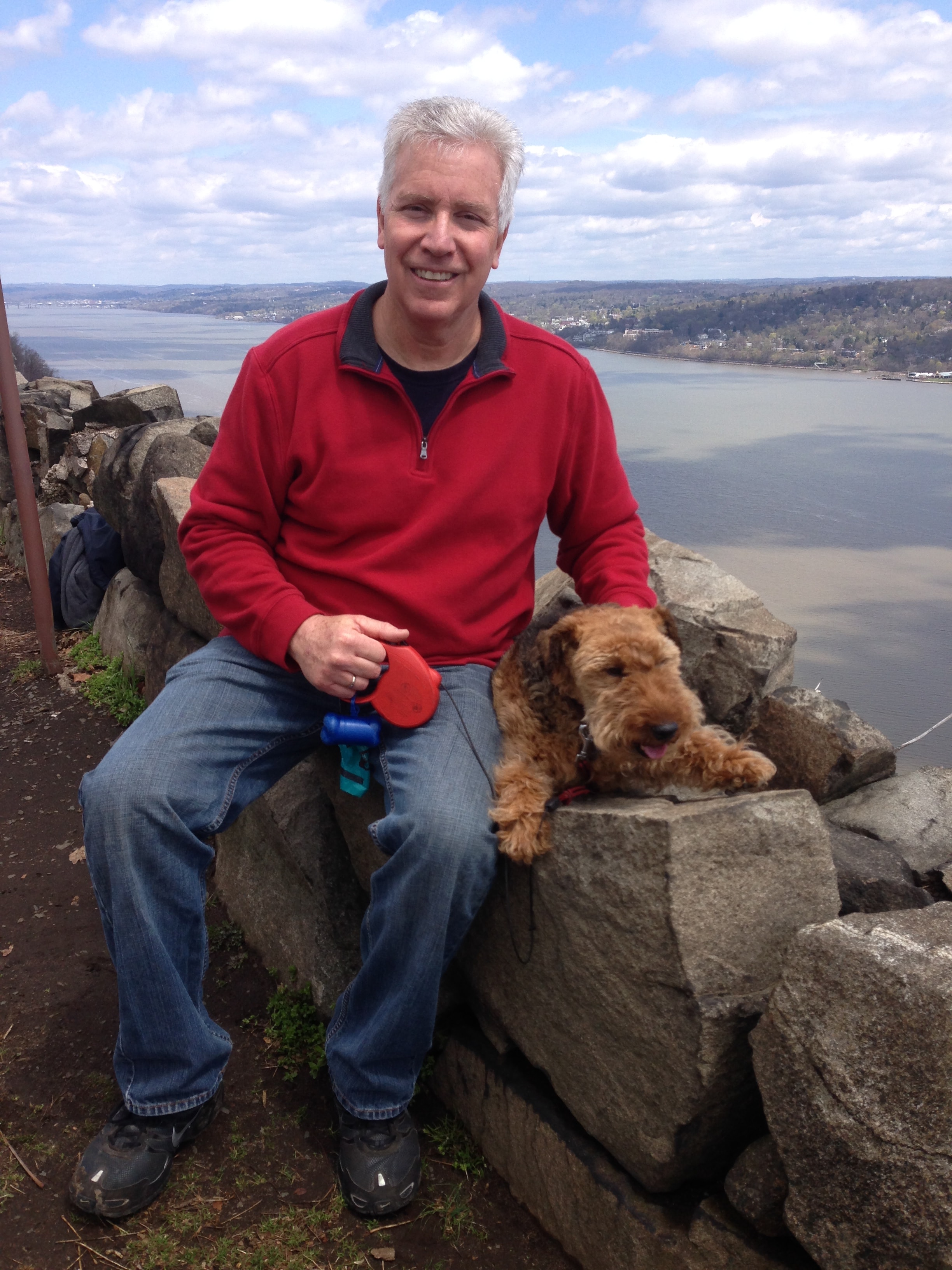 Member with Welsh Terrier at the overlook